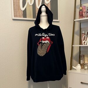 The Rolling Stones by Torrid Black Hoodie with Red and Leopard Print